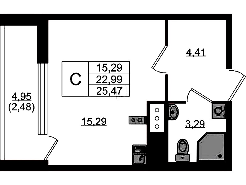 Квартира студия 25.47 м², 3/10 эт., ЖК «UP! Квартал Новый Московский»